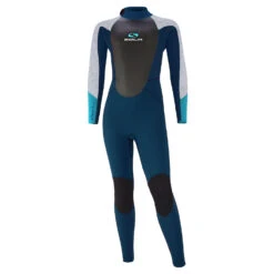 Sola Kids Fire 4/3mm Back Zip Wetsuit - Navy/Grey