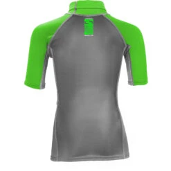 Sola Junior Short Sleeve Rashvest - Charcoal/Green -Wetsuit Sale Store 2021 Sola Junior Short Sleeve Rashguard KIDS back flime grey