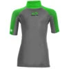 Sola Junior Short Sleeve Rashvest - Charcoal/Green -Wetsuit Sale Store 2021 Sola Junior Short Sleeve Rashguard KIDS front flime grey