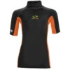 Sola Junior Short Sleeve Rashvest - Black/Orange -Wetsuit Sale Store 2021 Sola Junior Short Sleeve Rashguard KIDS front orng blk
