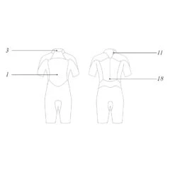 Mystic Kids Star 3/2mm Back-Zip Flatlock Shorty Wetsuit - Navy -Wetsuit Sale Store 35400.180062 410 Outline Diagram