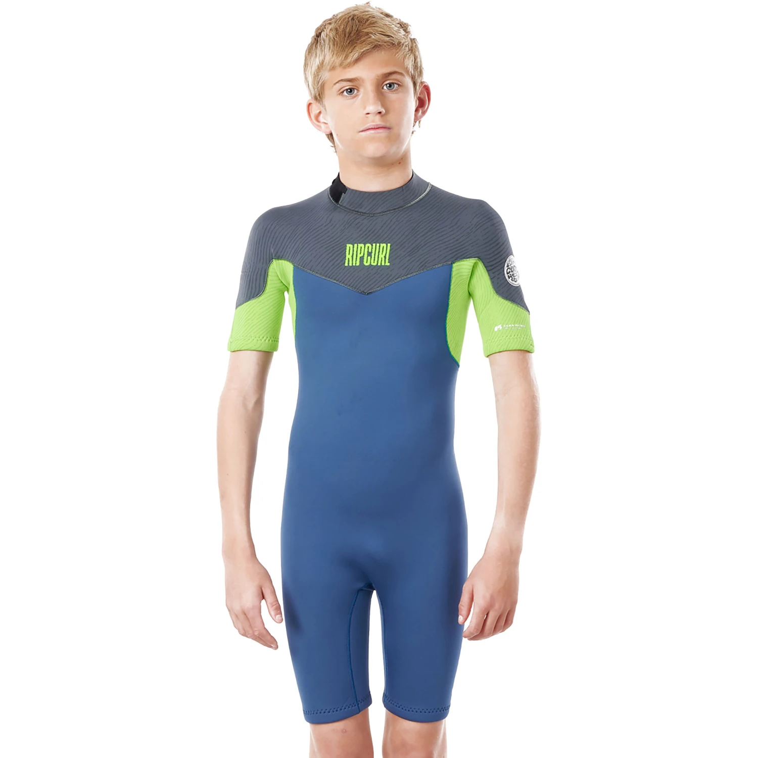 Rip Curl Junior Dawn Patrol 3/2mm Shorty Wetsuit - Blue Grey WSP8BJ 3 Rip Curl Junior Dawn Patrol 3/2mm Shorty Wetsuit - Blue Grey WSP8BJ