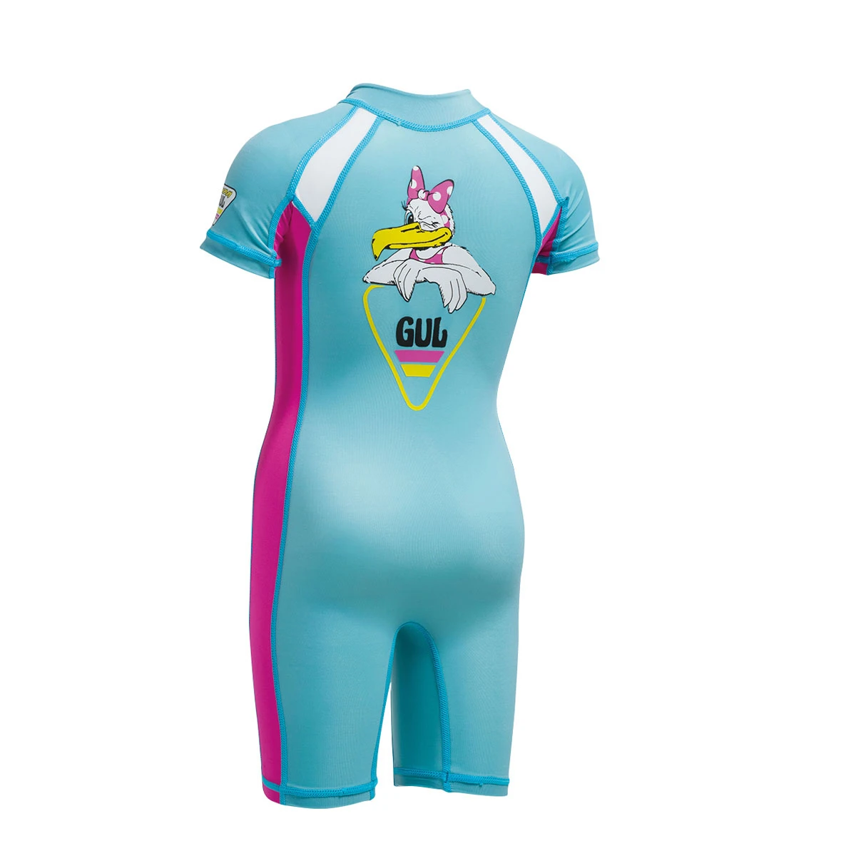 Gul Junior Flatlock UV Protection Sunsuit - Turquoise/Pink - Image 2