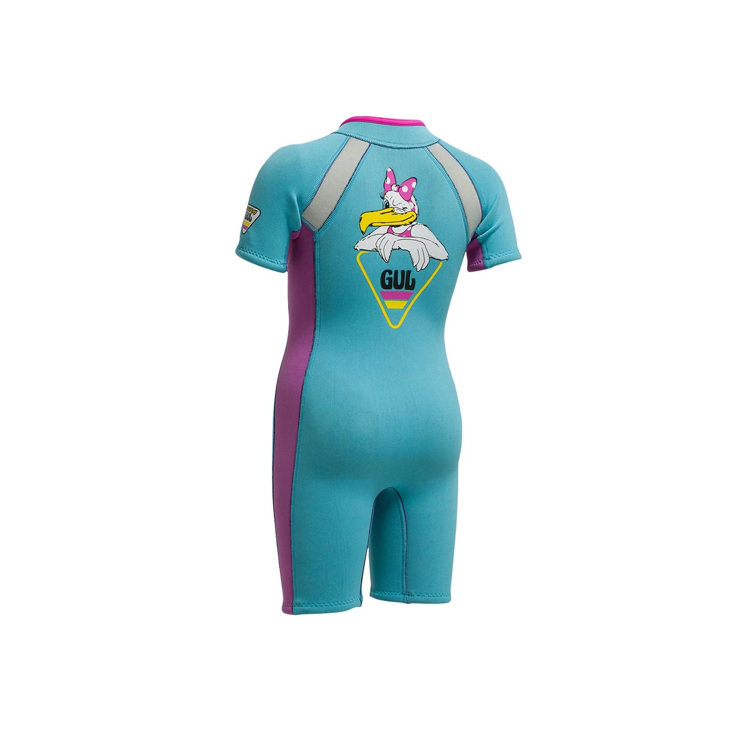 Gul Junior Seaspray 3/2mm FZ T2 Shorty Wetsuit - Turquoise/Pink 4 Gul Junior Seaspray 3/2mm FZ T2 Shorty Wetsuit - Turquoise/Pink - Image 2